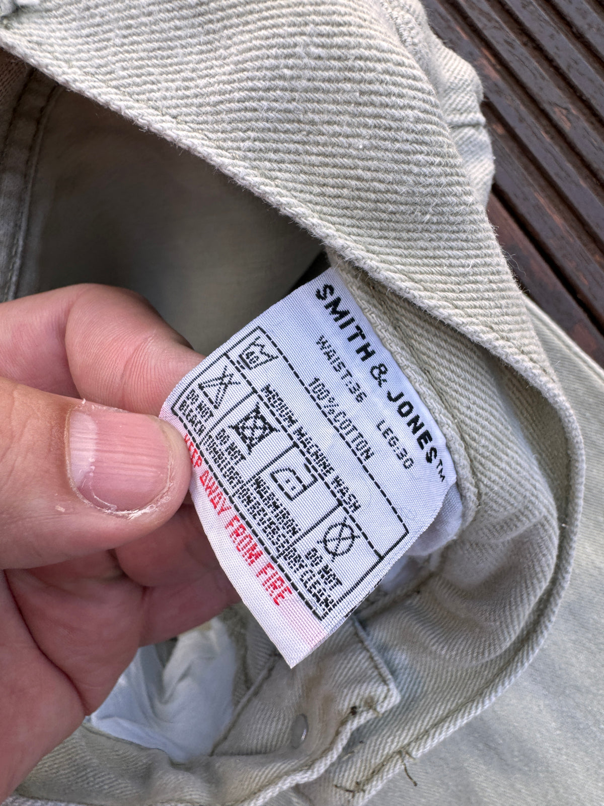 Smith & Jones Mens Jeans Light Grey Denim Straight Leg W 36 L 30