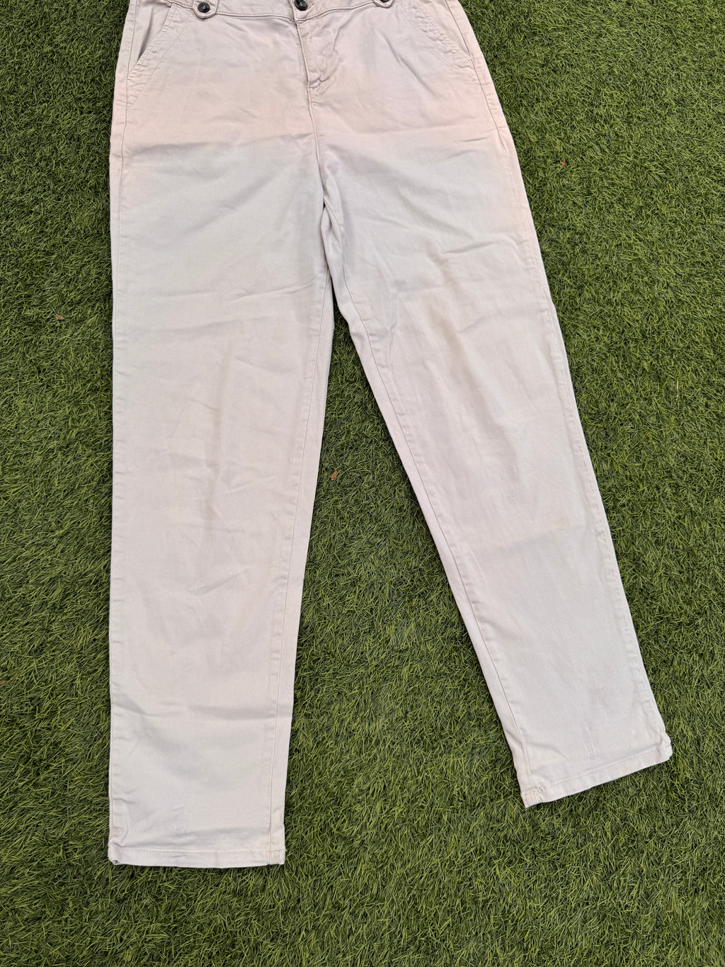 Mint Velvet Womens Chino Trousers UK 14 Beige Stone Straight Leg W 32 L 30