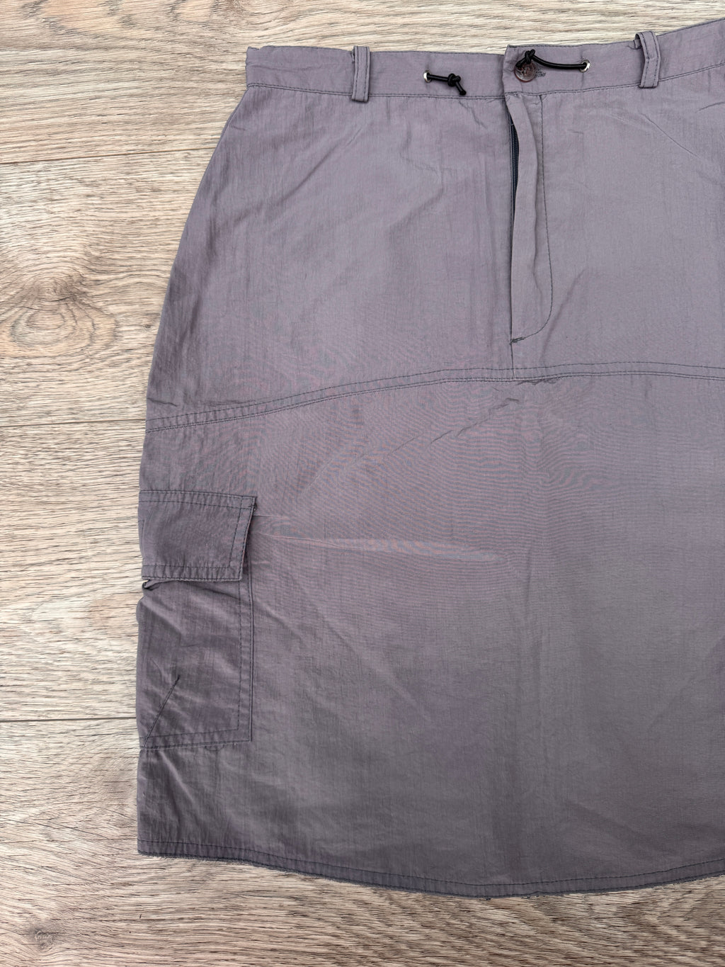 Vintage Y2K Clockhouse C&A Cargo Skirt UK 10 Grey Utility Midi Nylon 2000s