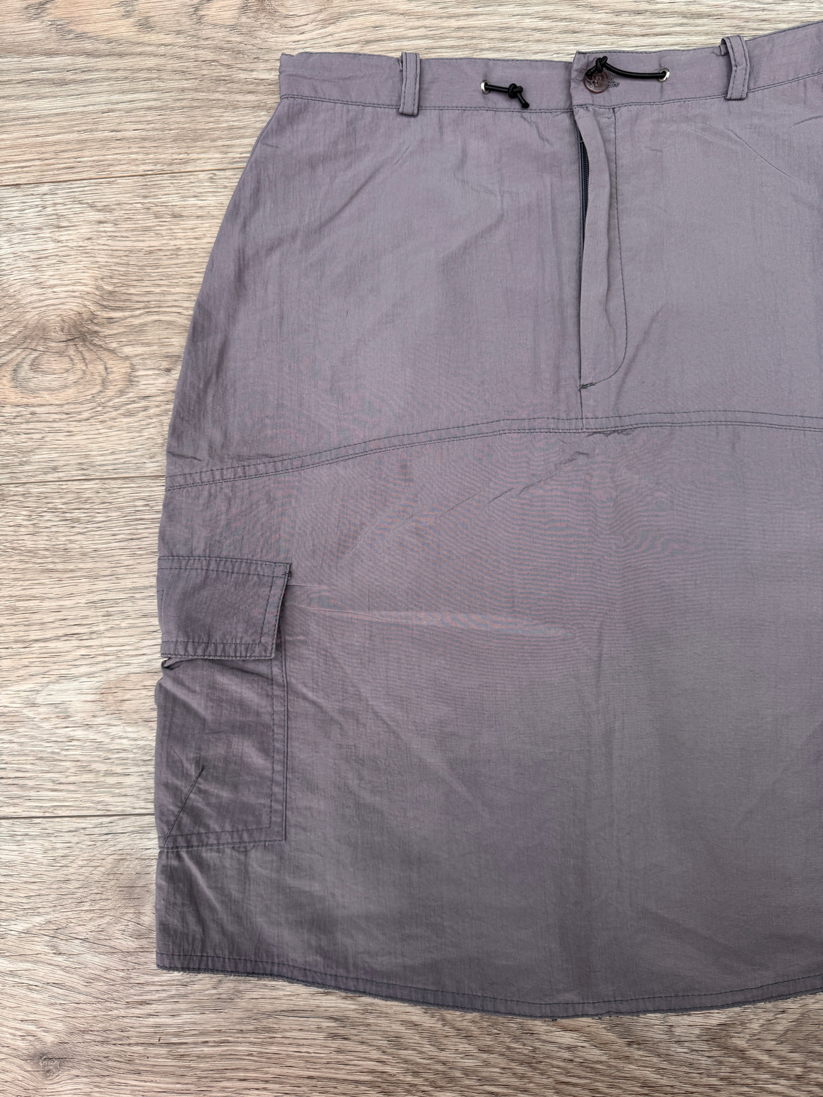 Vintage Y2K Clockhouse C&A Cargo Skirt UK 10 Grey Utility Midi Nylon 2000s