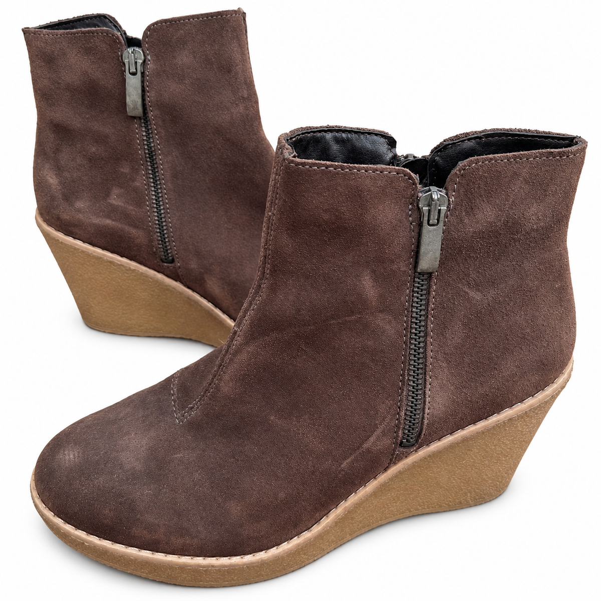 NEXT Womens Brown Suede Wedge Ankle Boots UK 6.5