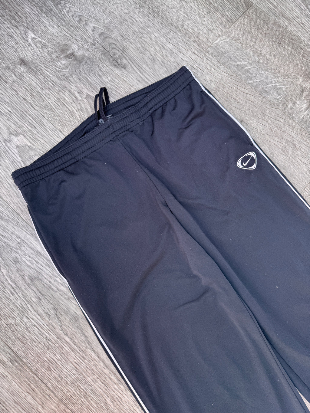 Vintage Nike Track Pants Mens Medium Black White Swoosh Joggers 90s Y2K