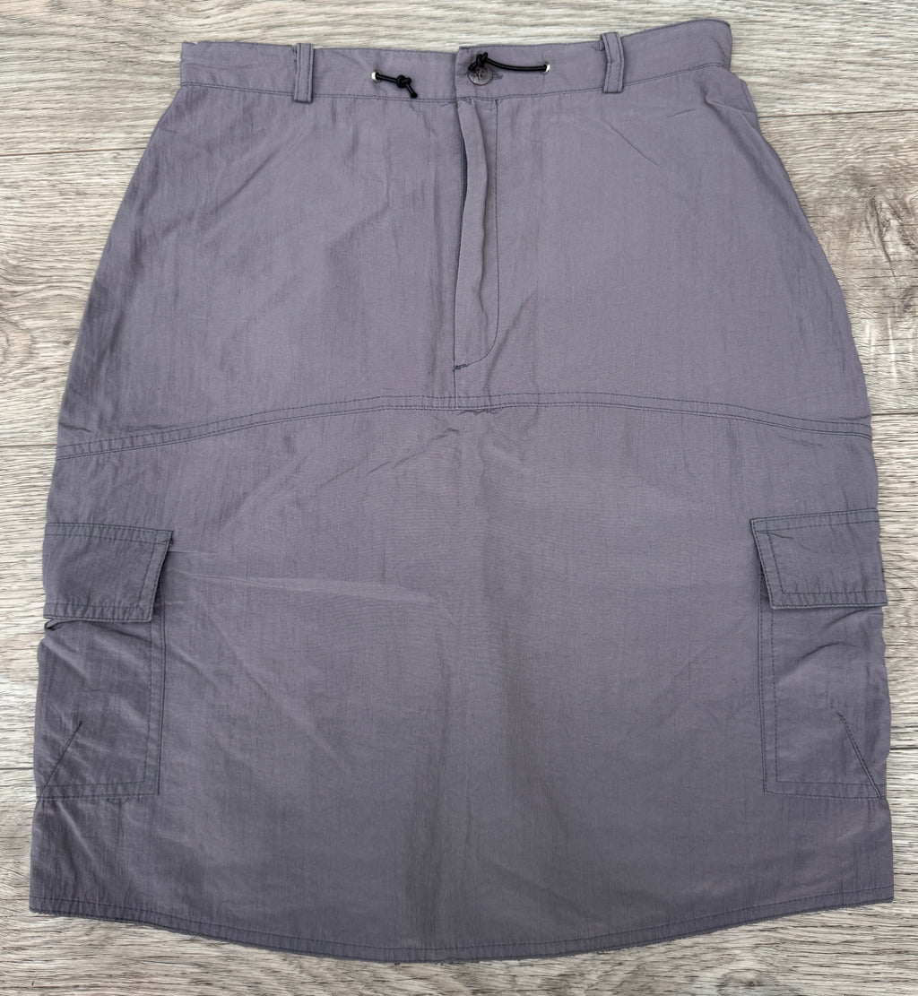 Vintage Y2K Clockhouse C&A Cargo Skirt UK 10 Grey Utility Midi Nylon 2000s