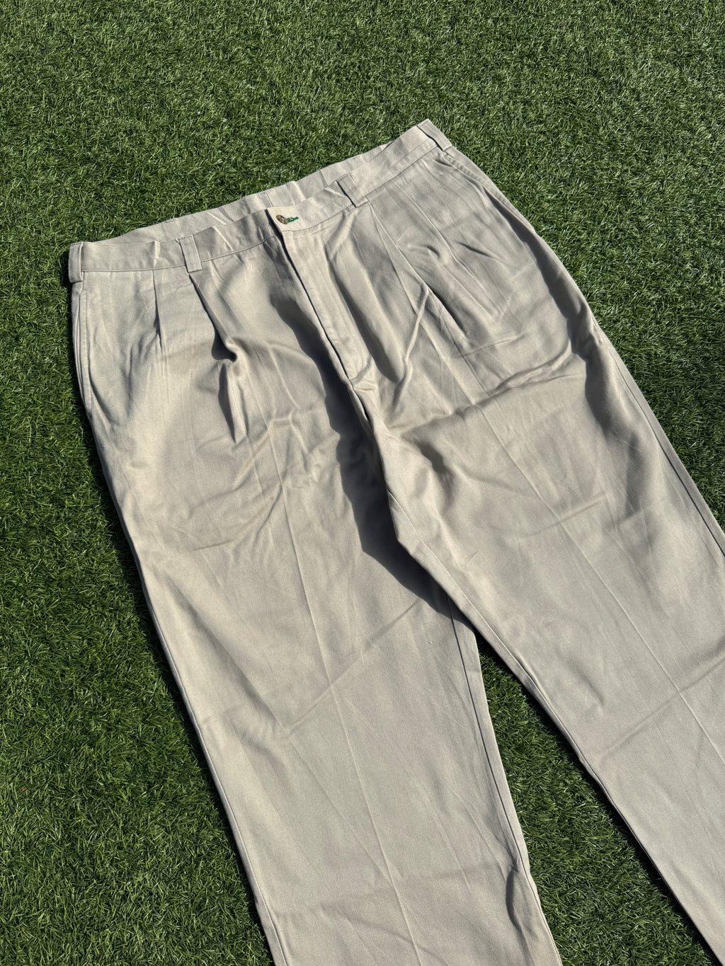 Tommy Hilfiger Mens Beige Chino Trousers W40 L32 Pleated Straight Leg