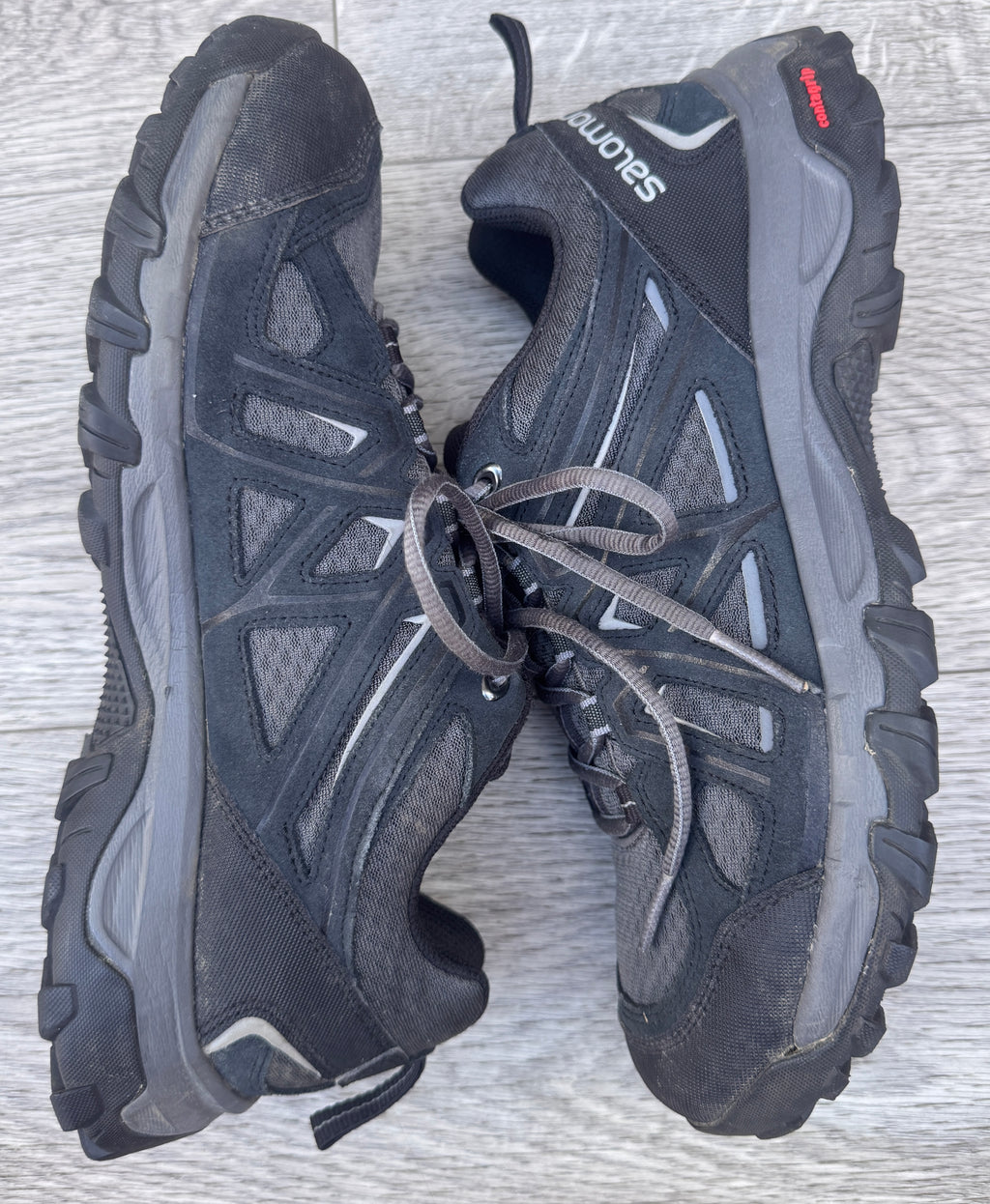 Salomon Mens Walking Hiking Trail Shoes Trainers Black Grey Contagrip UK 10