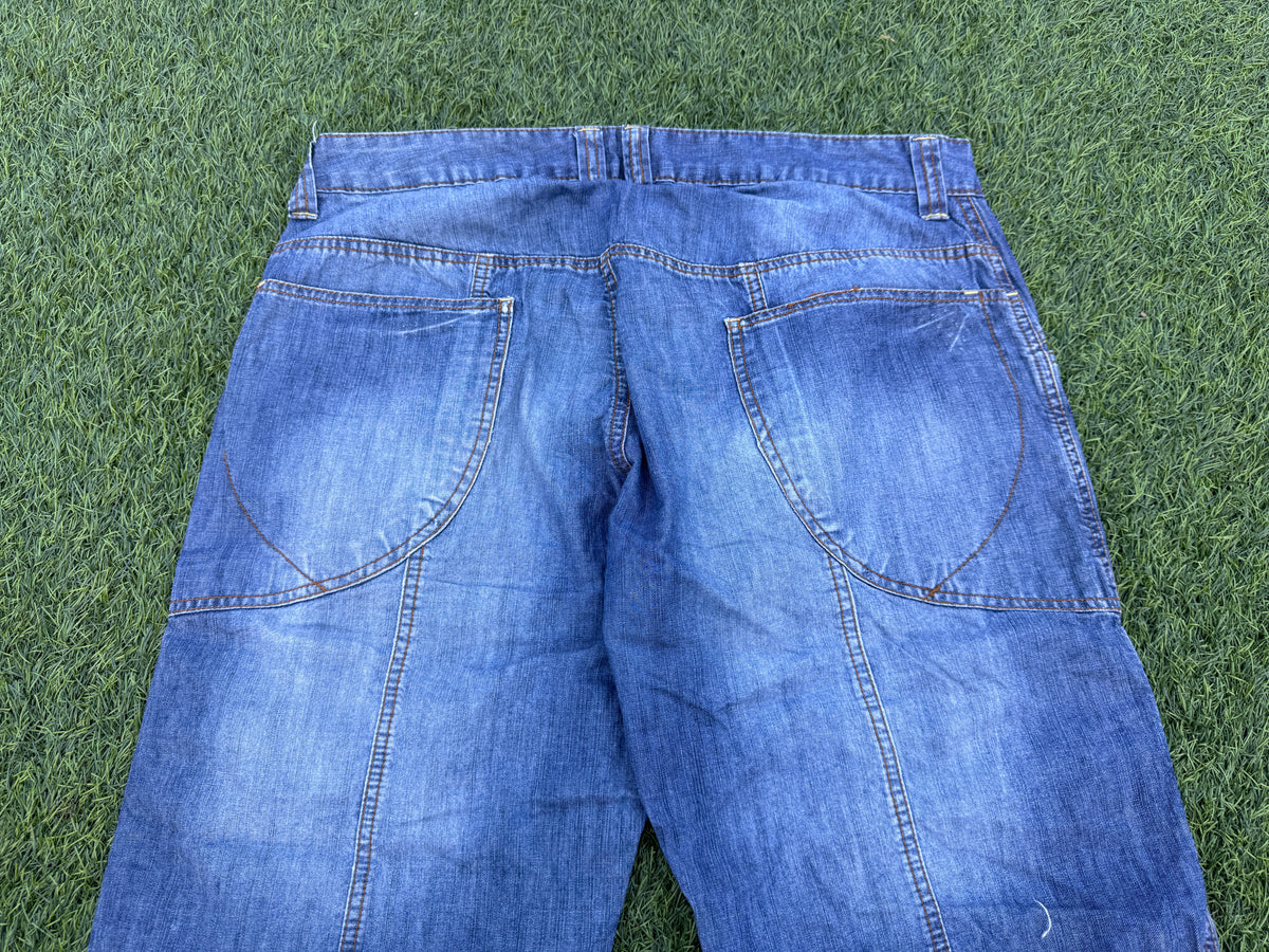 C Jeans Alliance Mens W36 Blue Denim Cargo Shorts Baggy Y2K
