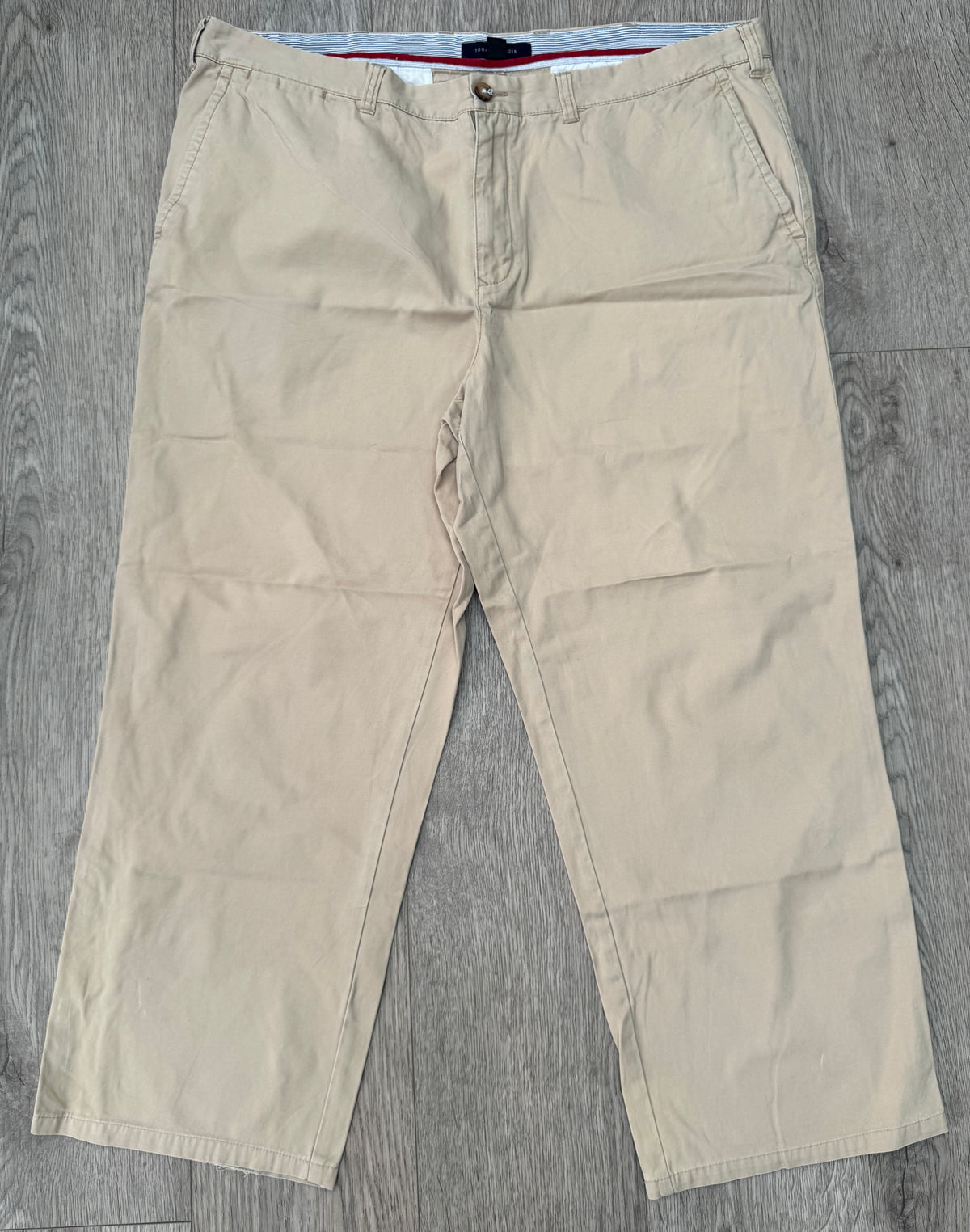 Tommy Hilfiger Mens Chino Trousers W42 L28 Beige Tan Straight Leg