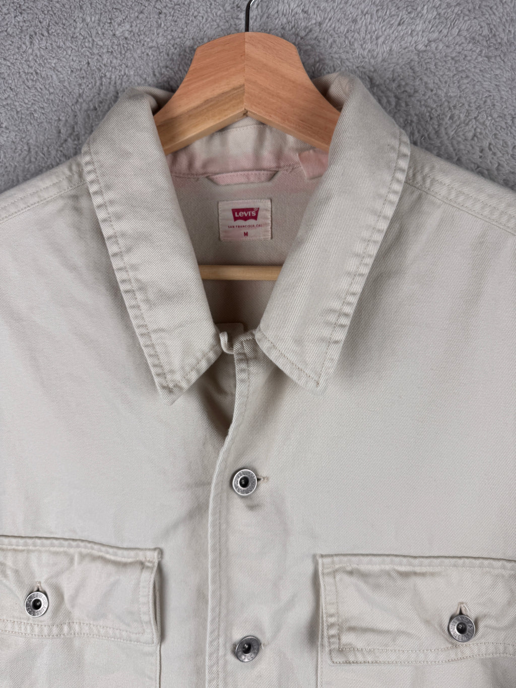 Levis Mens Medium Beige Denim Overshirt Jacket Utility Shacket