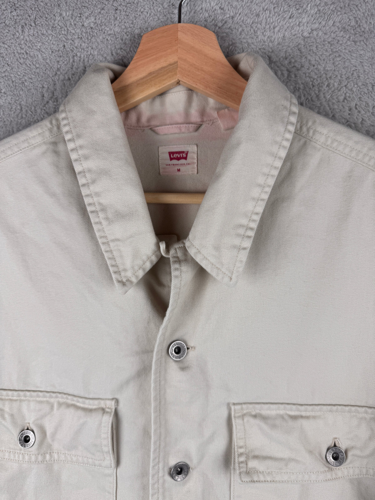 Levis Mens Medium Beige Denim Overshirt Jacket Utility Shacket