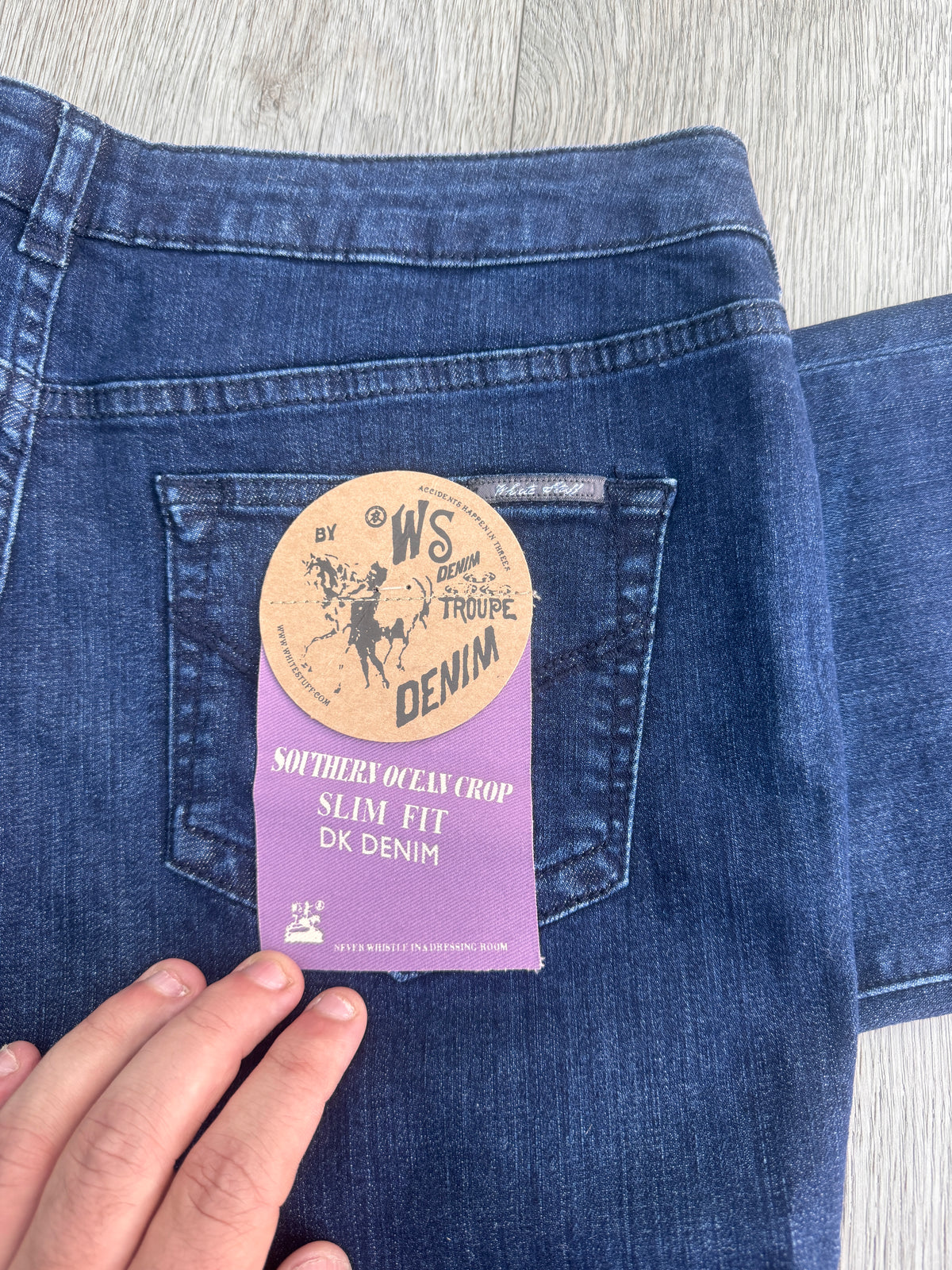 White Stuff Womens Jeans UK 14 W34 L25 Southern Ocean Crop Slim Fit Blue