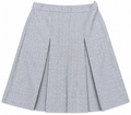 Womens Grey Herringbone Pleated A Line Midi Skirt Smart Office Work W26 Waist