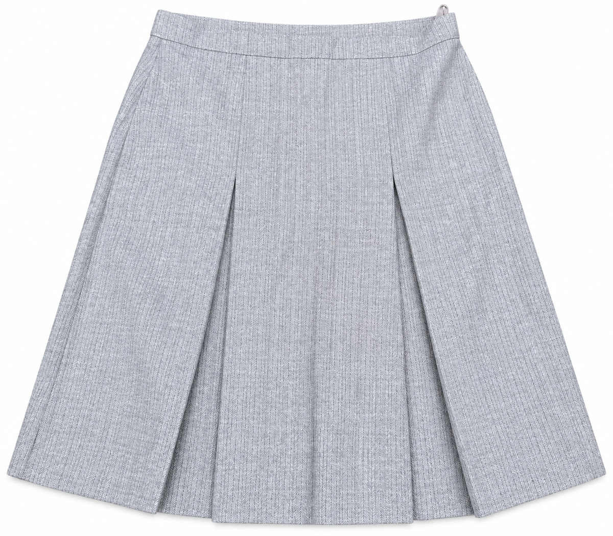 Womens Grey Herringbone Pleated A Line Midi Skirt Smart Office Work W26 Waist