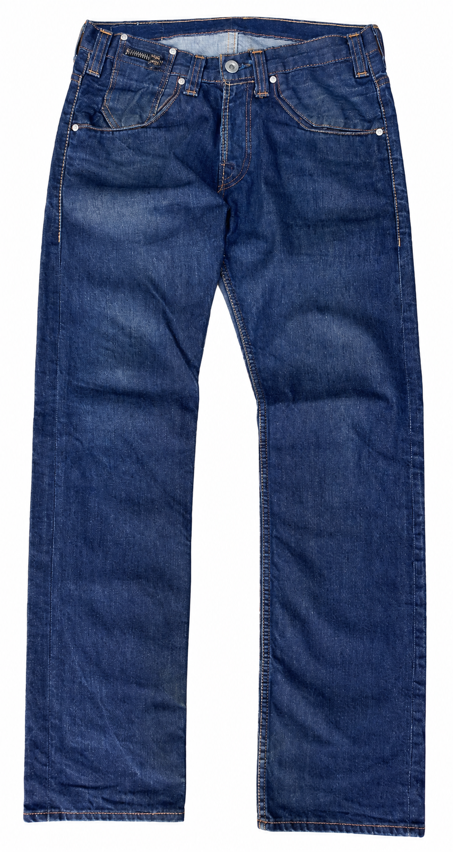 Levis Womens W34 L32 Blue Denim Jeans Straight Leg Zip Pocket Distressed