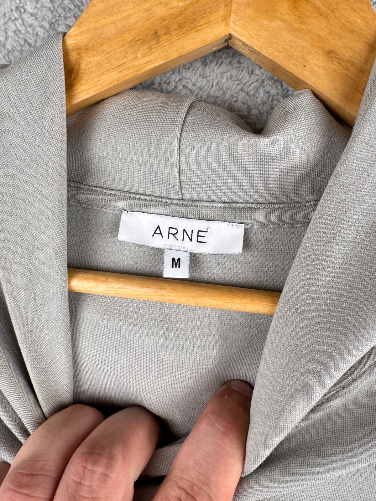 ARNE Mens Grey Essential Pullover Hoodie Sweatshirt Minimalist Size Medium