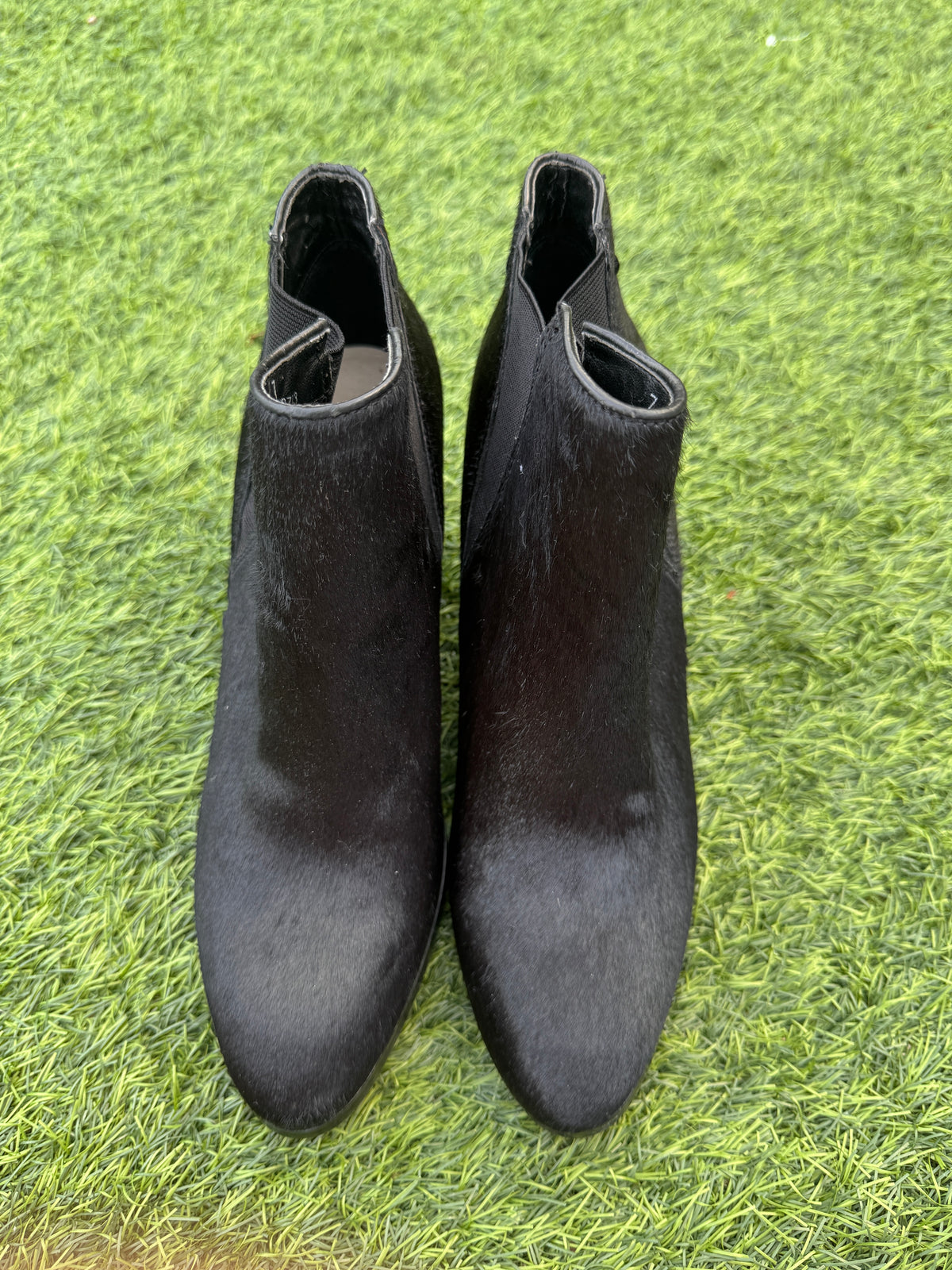 M&S Autograph Womens Pony Hair Chelsea Ankle Boots Black UK 7 Block Heel