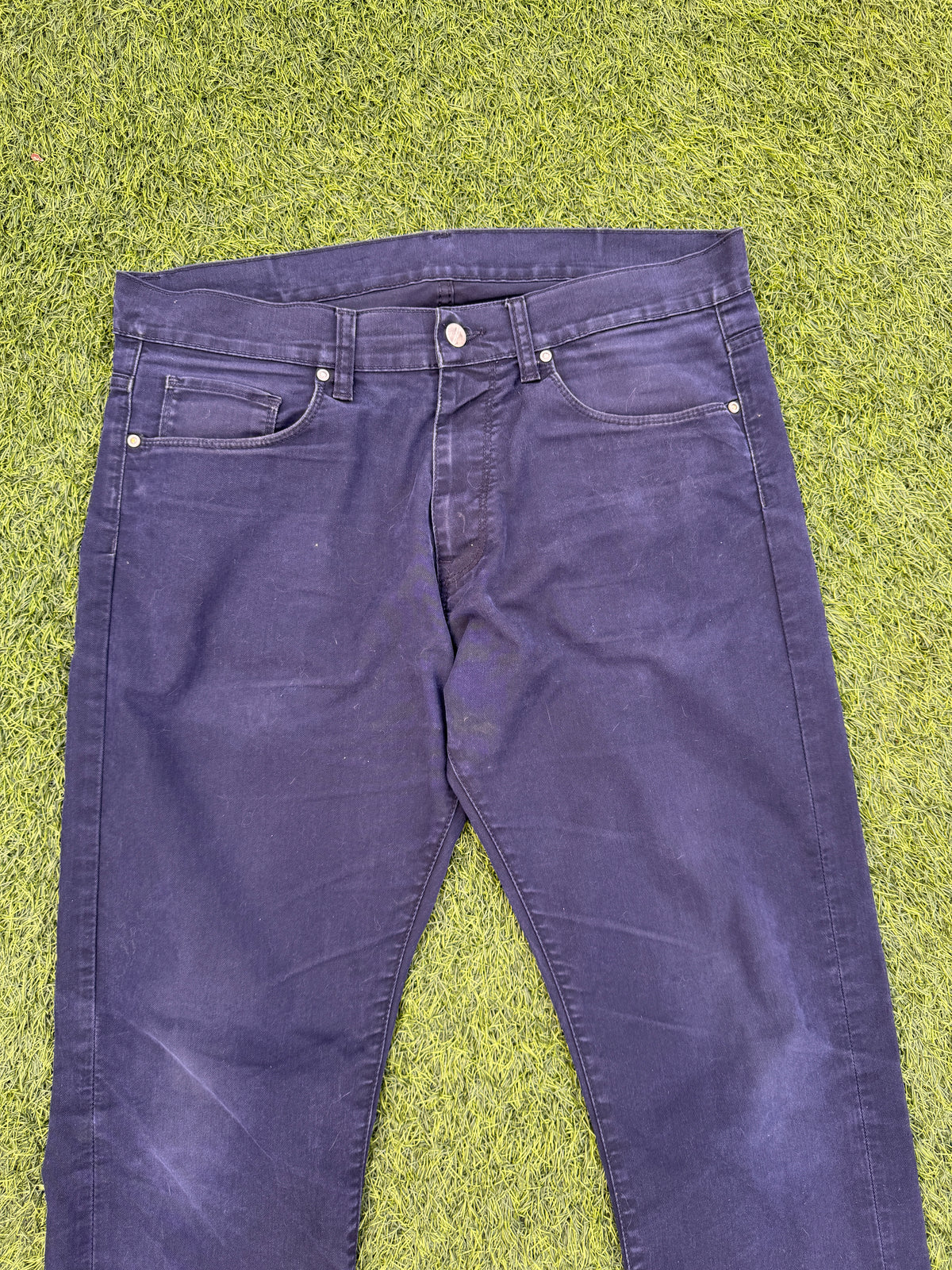 Carhartt WIP Vicious Pants Mens W33 L32 Navy Blue Slim Tapered Jeans