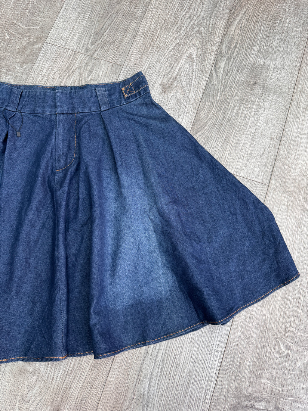 ABS Allen Schwartz Womens Y2K Blue Denim Midi Skirt Pleated Flared A Line W 30