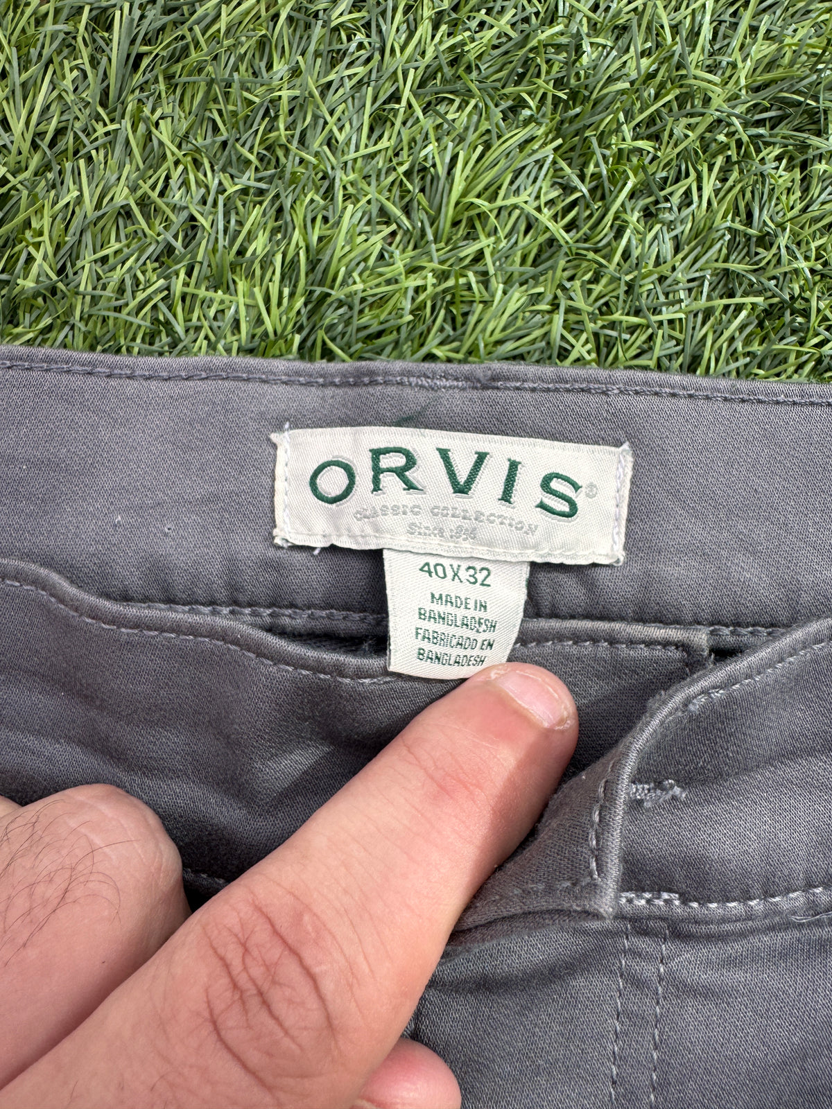Orvis Mens Trousers W40 L 32 Grey Straight Leg Cotton