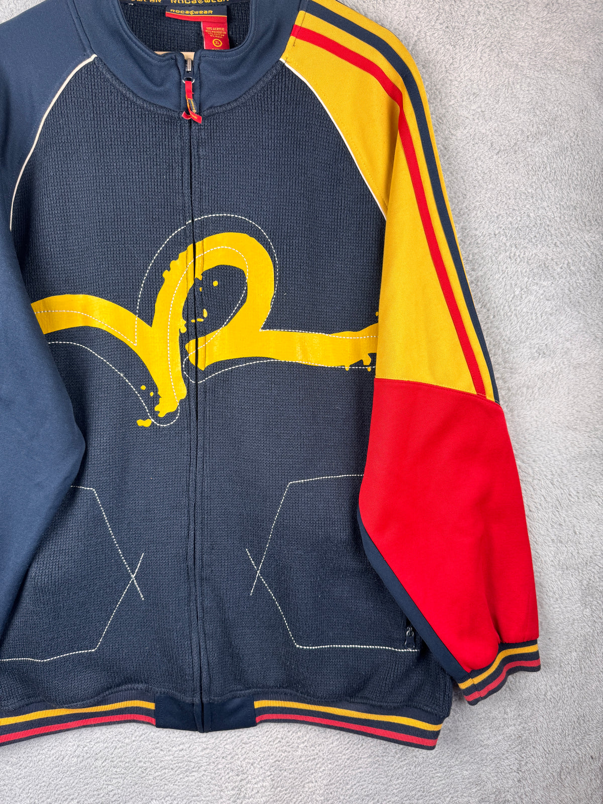 Rocawear Mens XL Navy Full Zip Track Jacket Y2K Hip Hop Streetwear