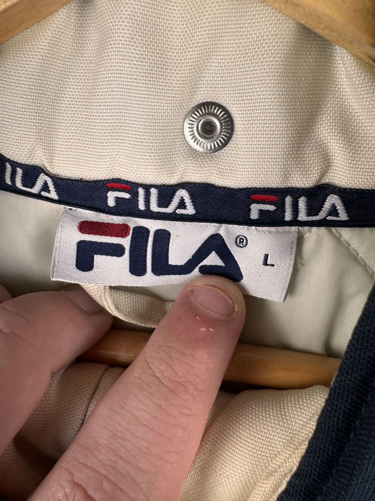 Vintage FILA Mens Padded Jacket Large Navy Blue 90s Retro Winter Coat