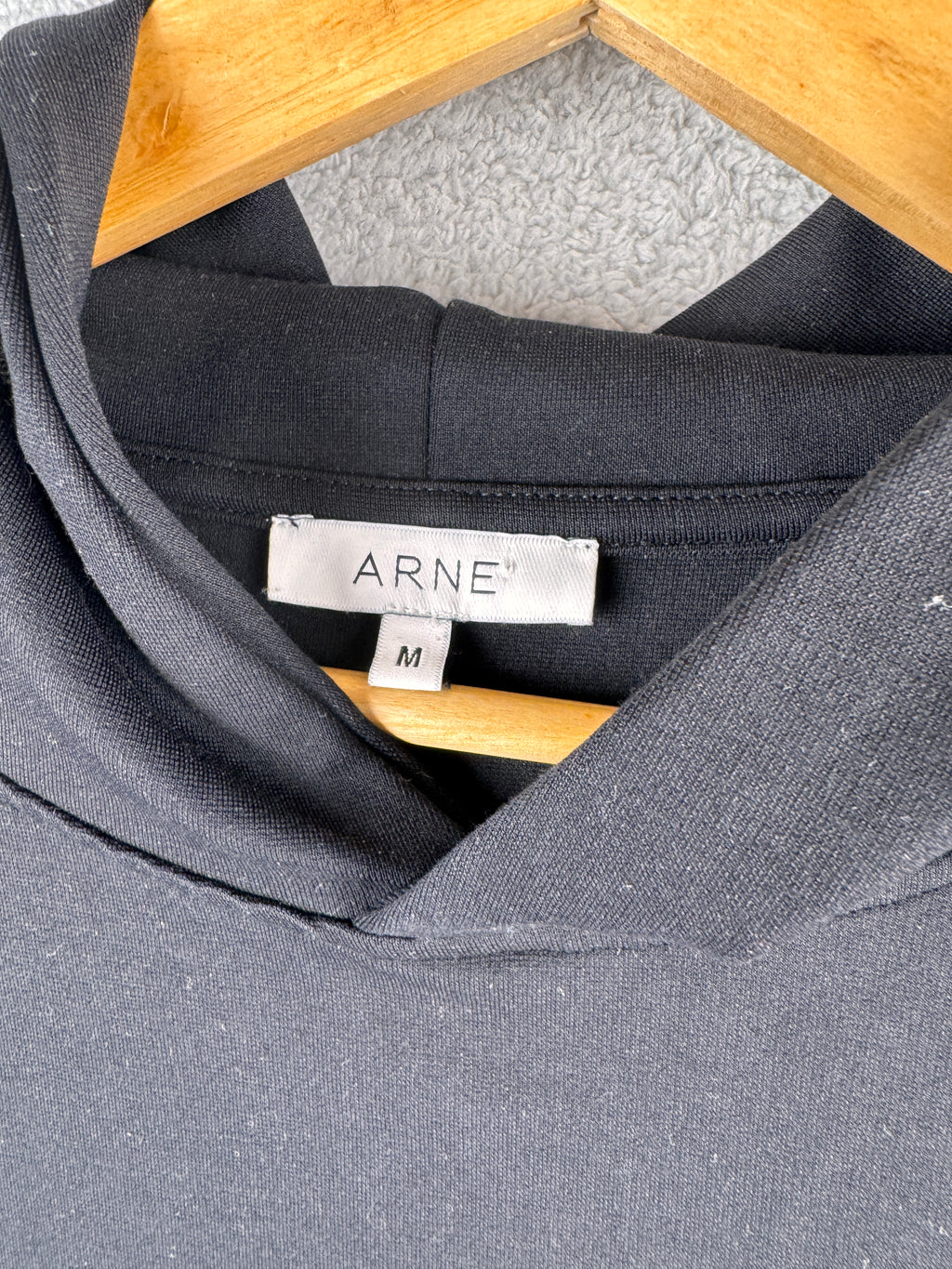 ARNE Mens Grey Essential Pullover Hoodie Sweatshirt Minimalist Size Medium