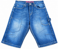 Mens Y2K Denim Cargo Shorts W 32 Blue Baggy Skater Carpenter Long 2000s