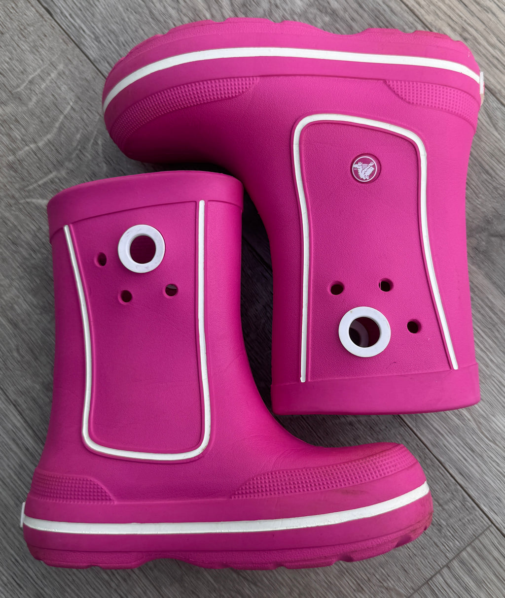 Crocs Kids Wellies Pink Rain Boots Waterproof Girls Size J1 11018 Wellington