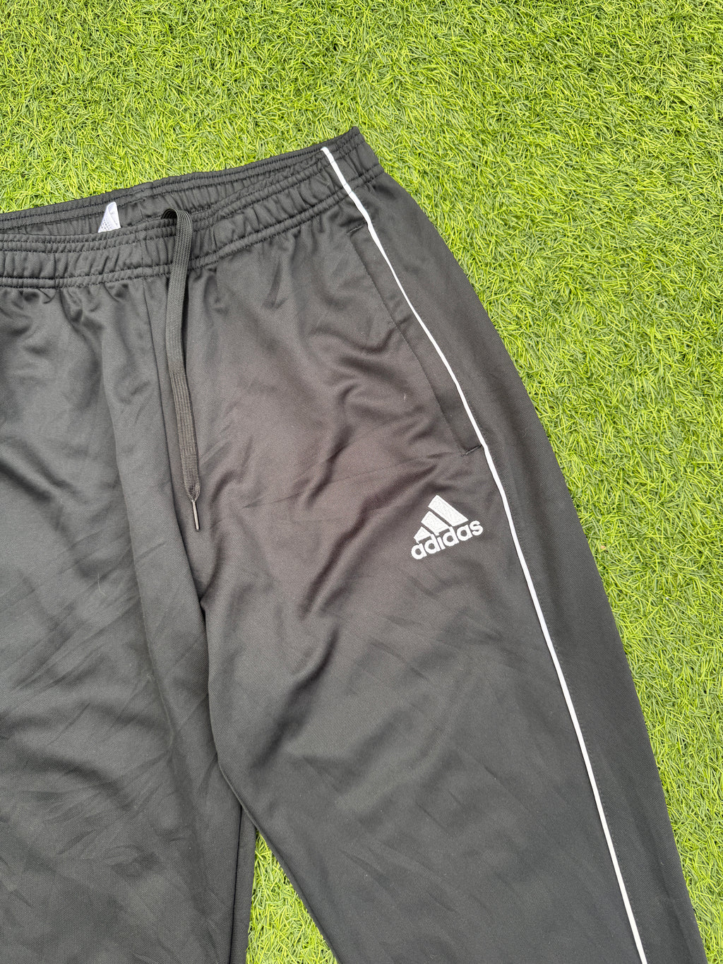 Adidas Mens Track Pants Medium Black White Training Football Joggers