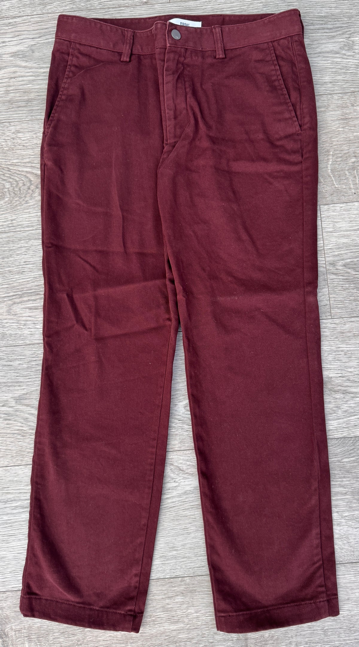 Spoke Winter Heroes Mens Burgundy Chino Trousers W32 L28 Build B Straight Leg