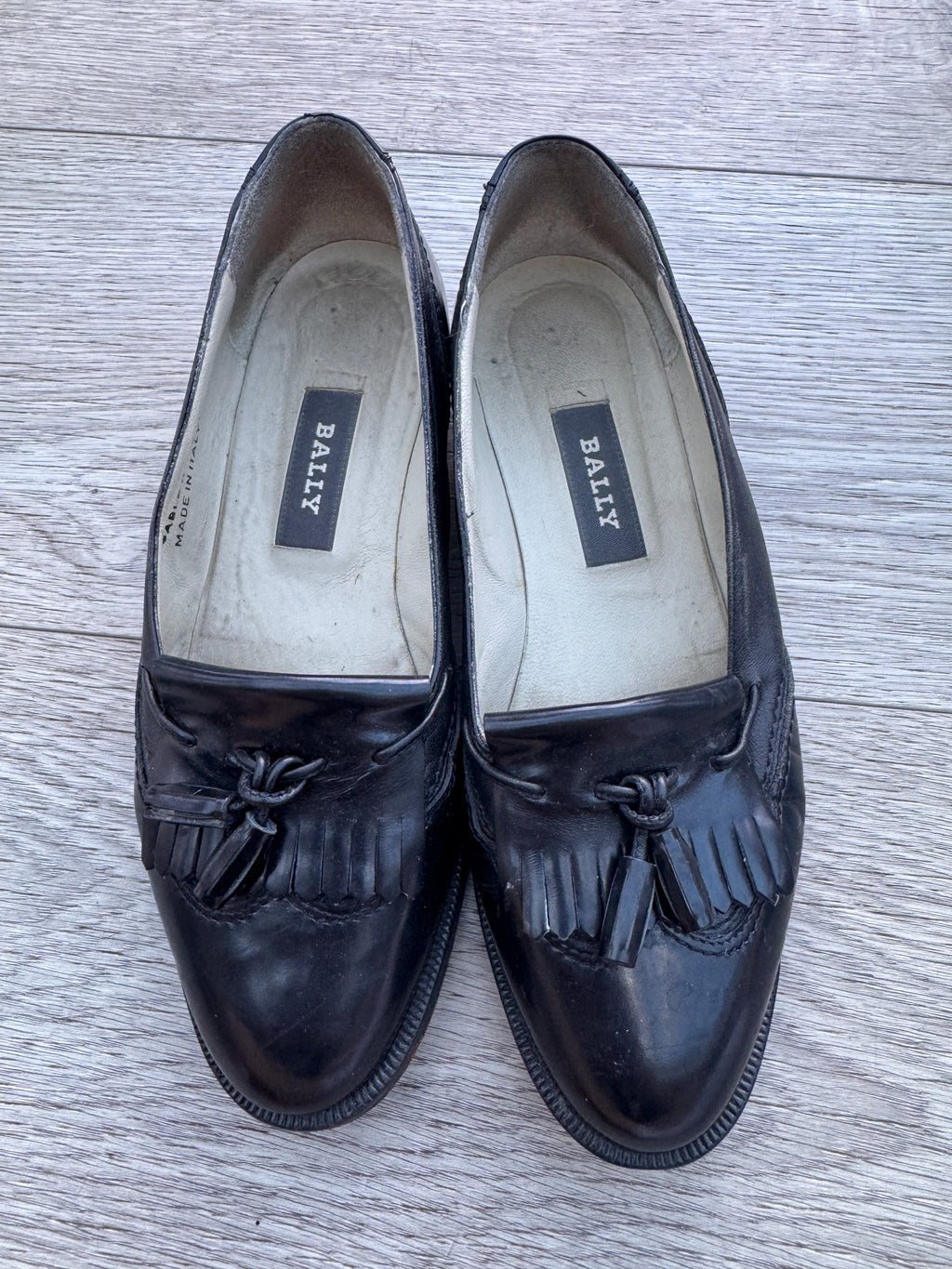 Bally Gable II Womens Black Leather Loafers Size UK 3 Tassel Kiltie Made Italy