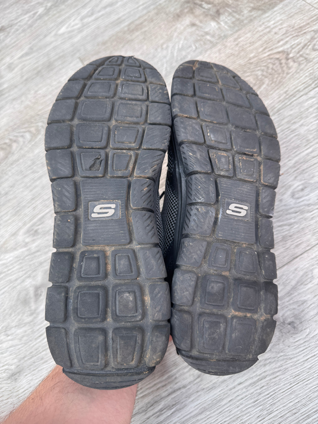 Skechers Lite Weight Mens Black Grey Mesh Lace Up Trainers Shoes UK 10