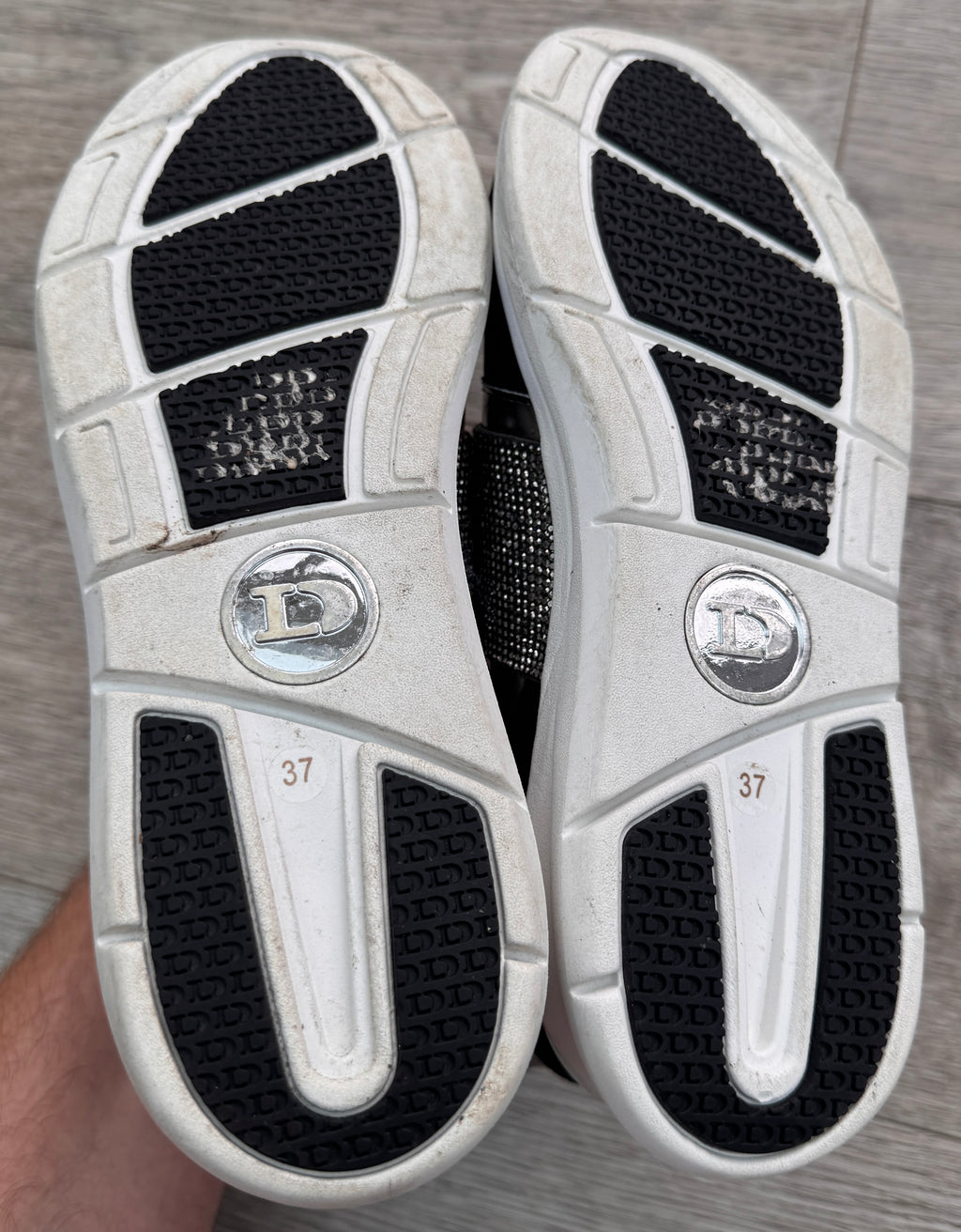 Dune London Womens Trainers Size UK 4 Black Silver Diamante Rhinestone Slip On