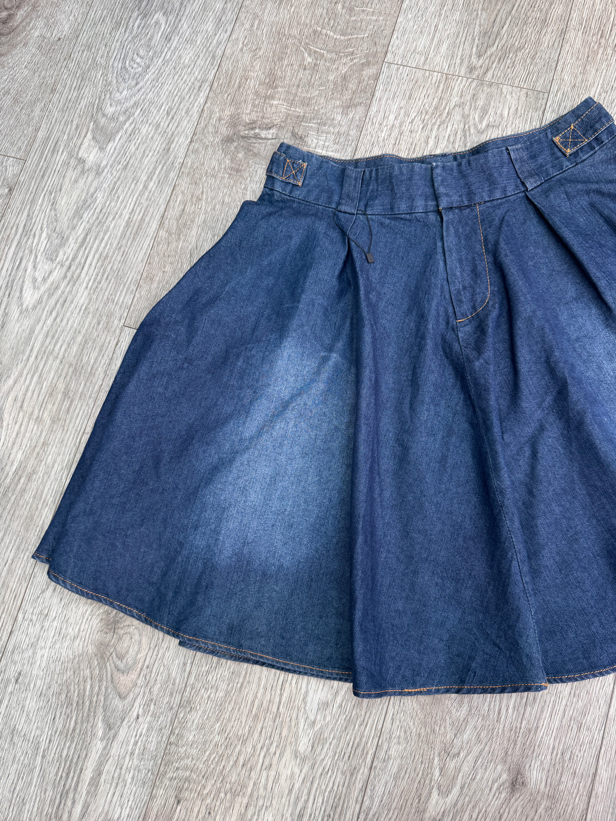 ABS Allen Schwartz Womens Y2K Blue Denim Midi Skirt Pleated Flared A Line W 30
