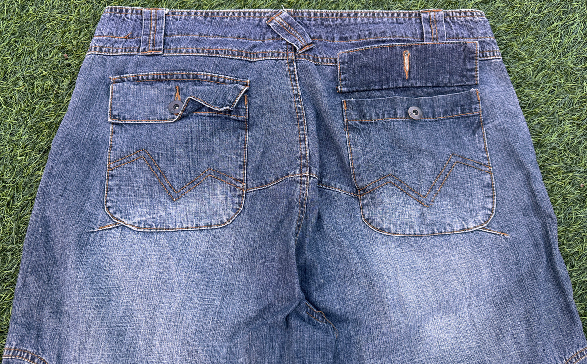 Engbers Mens Denim Shorts W36 Blue Wash Long Baggy Bermuda Jorts Y2K