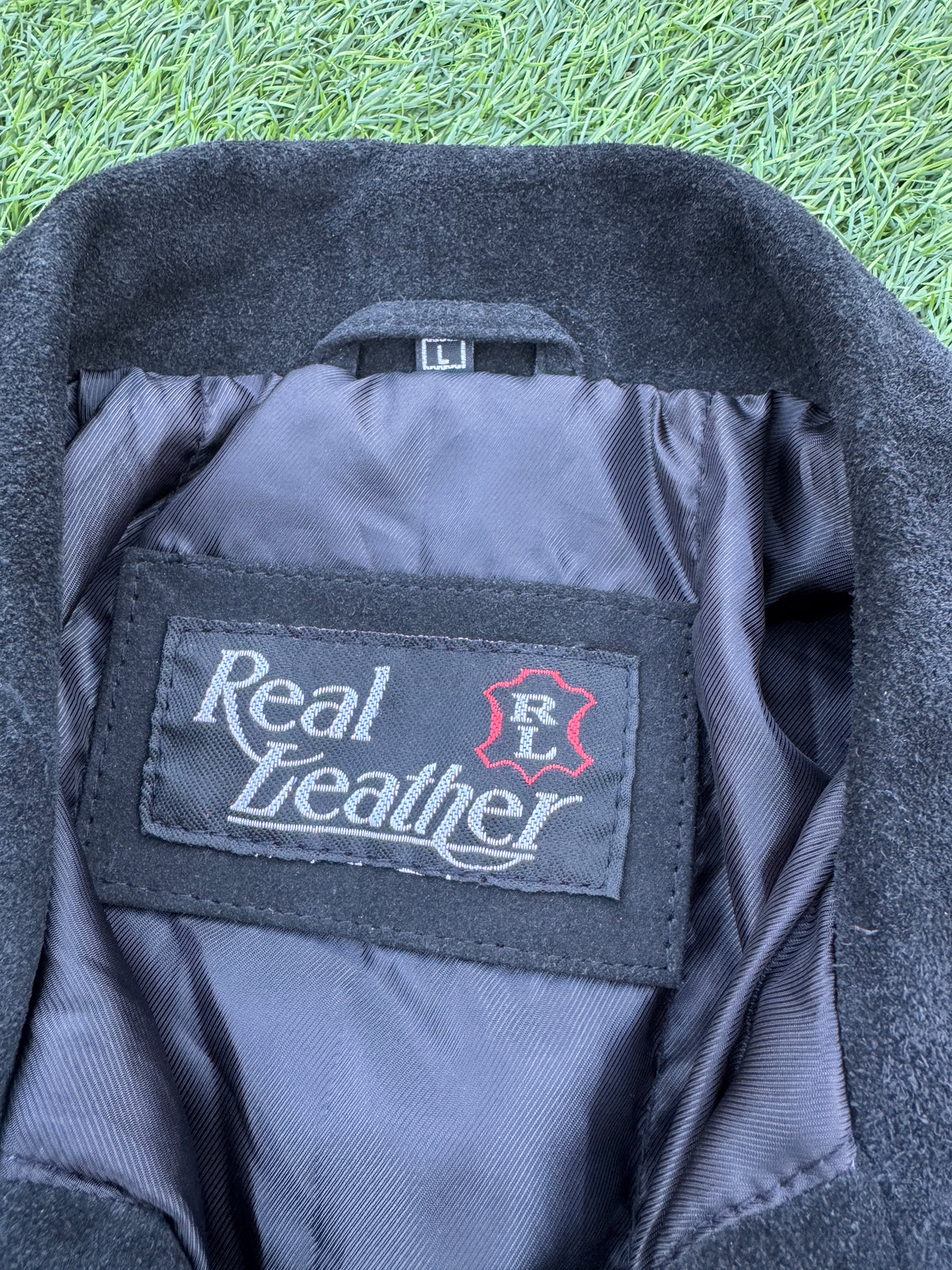 Mens Vintage Black Suede Leather Trucker Jacket Western Ranch Y Patch Size Large