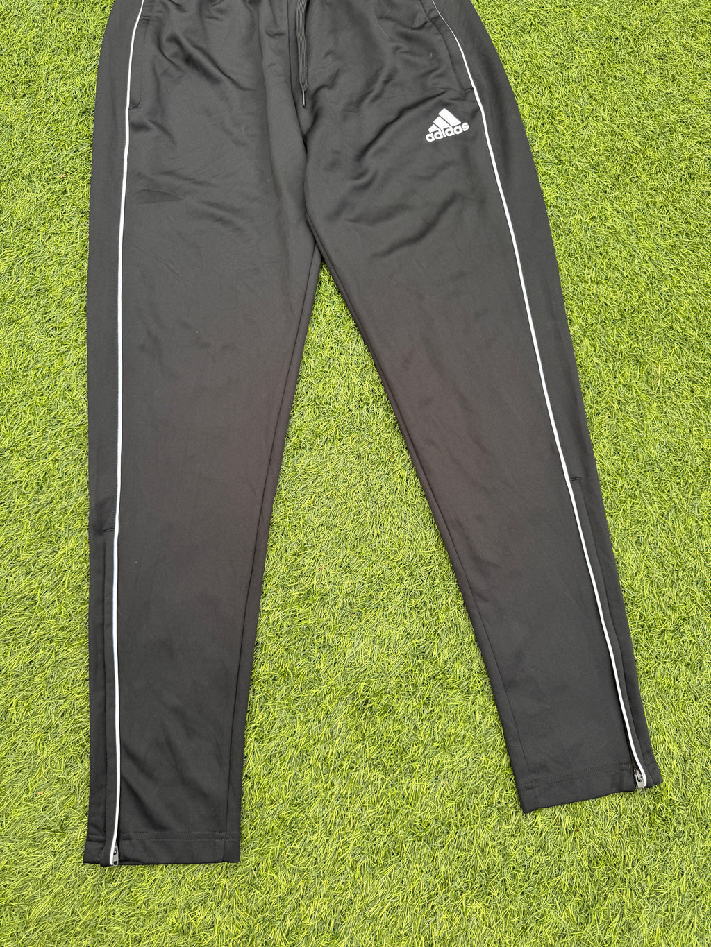 Adidas Mens Track Pants Medium Black White Training Football Joggers