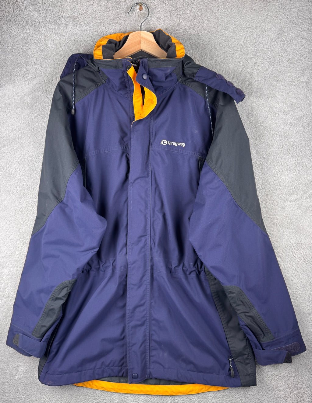 Sprayway Mens Medium Waterproof Jacket Navy Blue Hooded Outdoor Coat