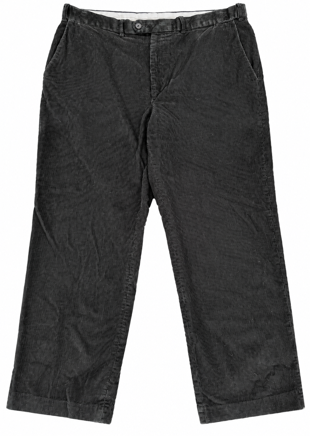 M&S Luxury Corduroy Trousers Mens W40 L31 Black Straight Leg Cord