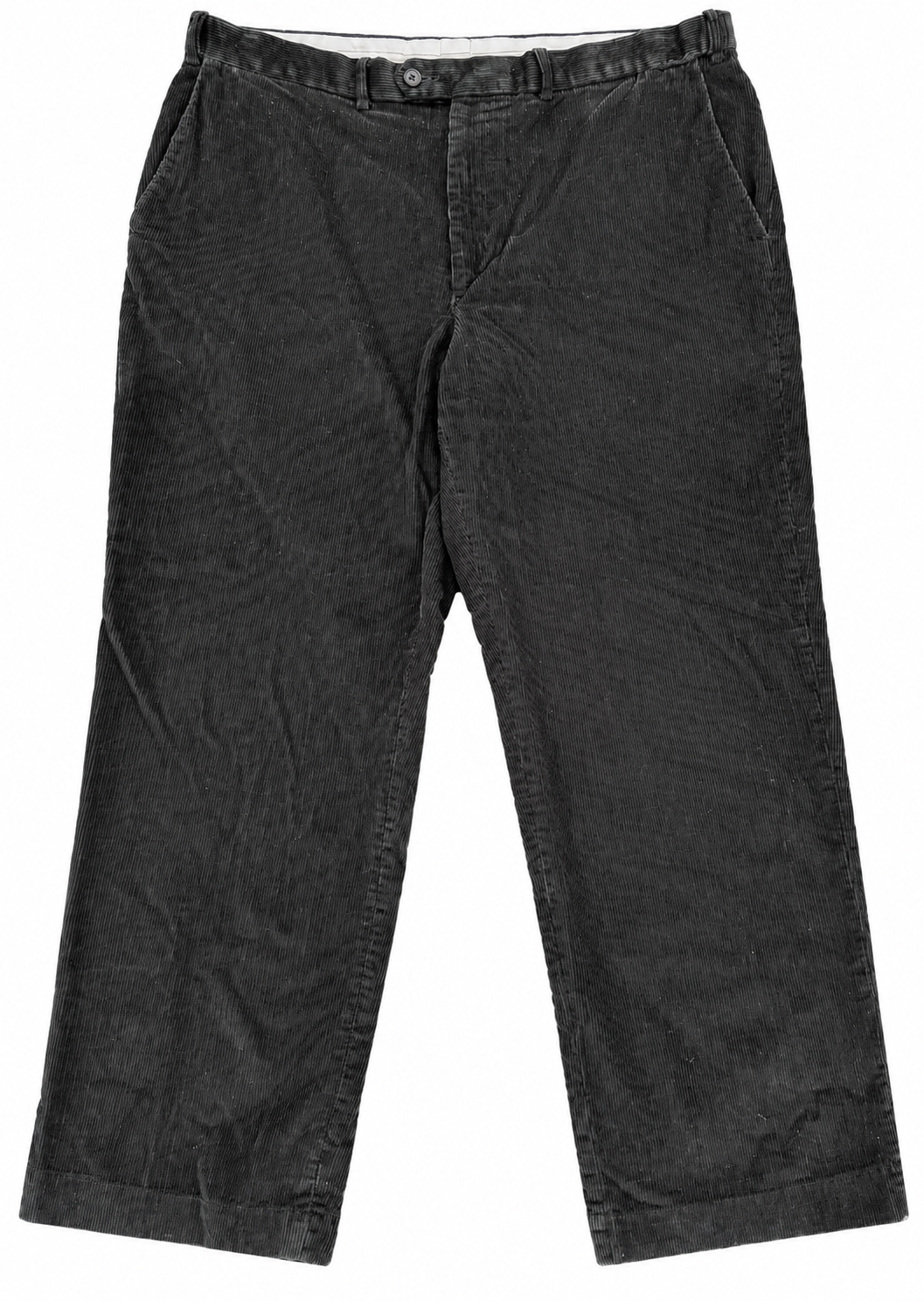 M&S Luxury Corduroy Trousers Mens W40 L31 Black Straight Leg Cord