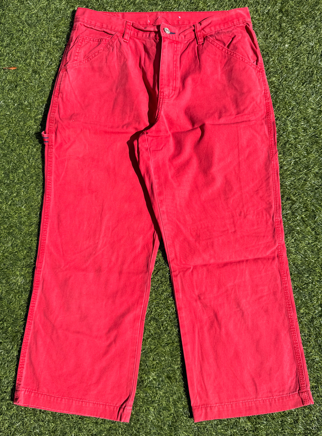 Tommy Hilfiger Womens Red Carpenter Jeans Wide Leg Utility W 32 L 25