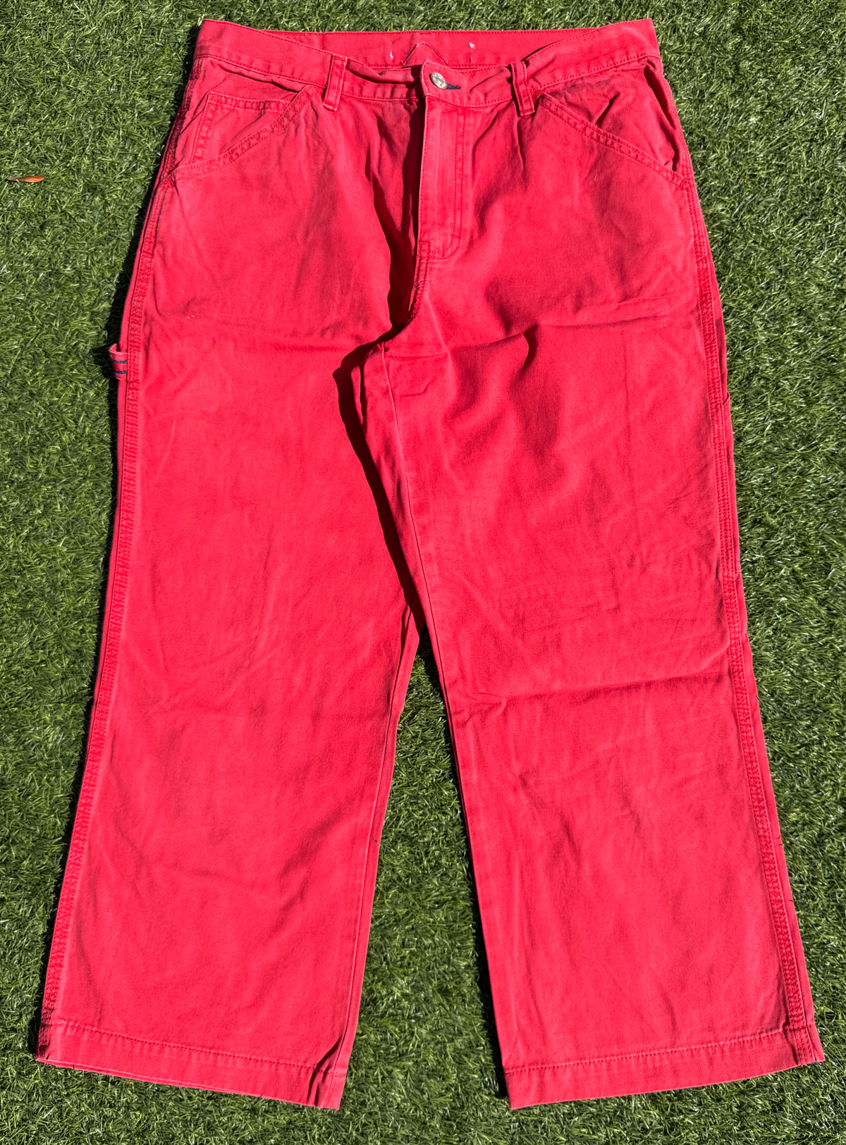 Tommy Hilfiger Womens Red Carpenter Jeans Wide Leg Utility W 32 L 25