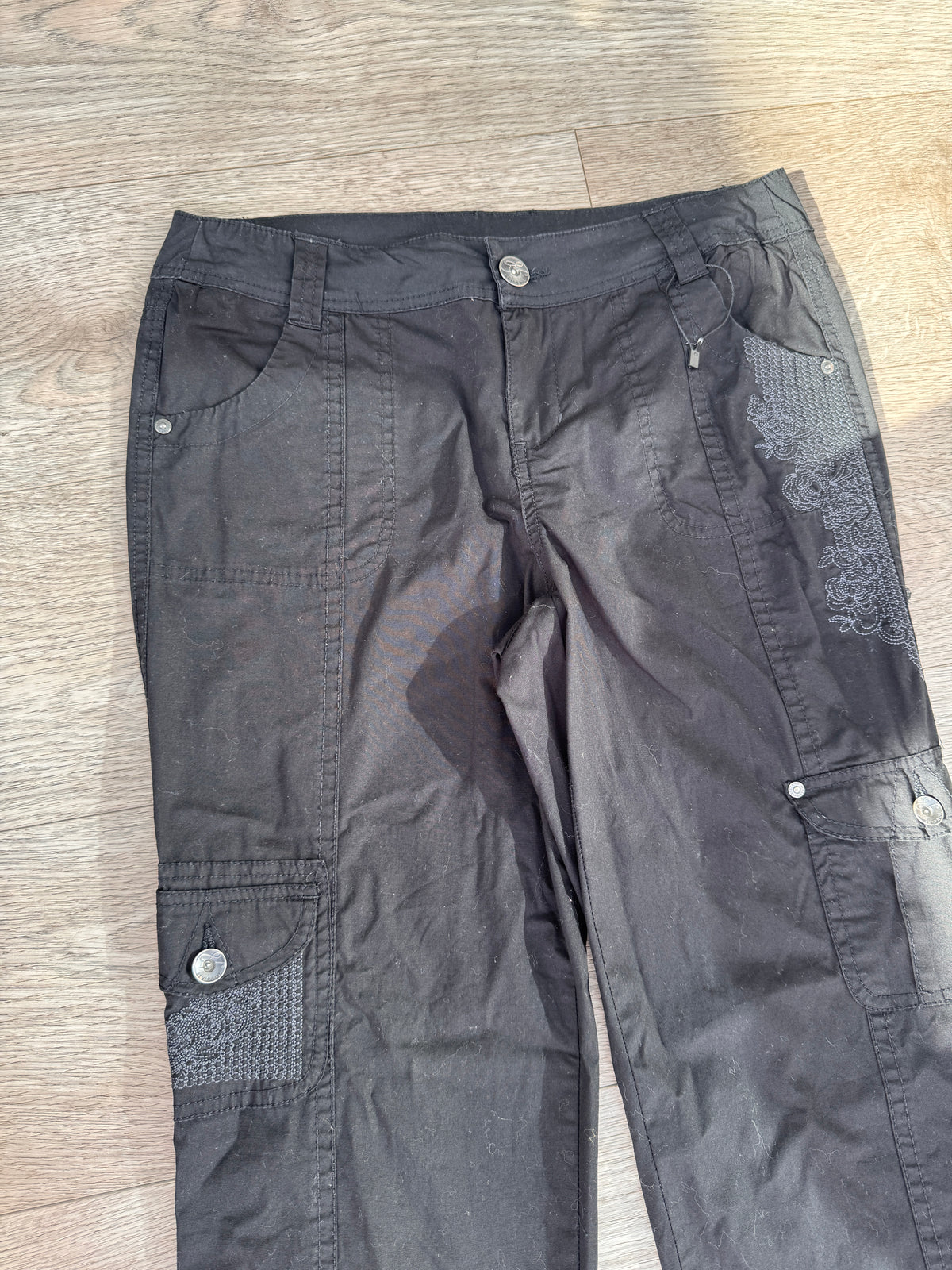 Style & Co Petite Womens Cargo Trousers 6P Black Utility