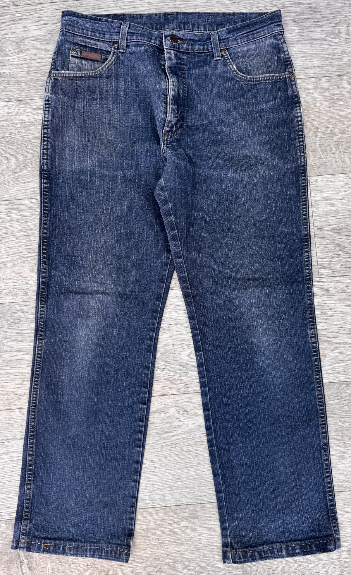Wrangler Texas Stretch Mens Jeans W34 L28 Blue Denim Regular Straight Leg