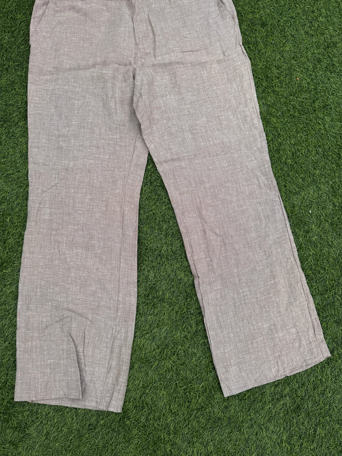 Monsoon Womens 100% Linen Wide Leg Trousers UK 18 Neutral Beige