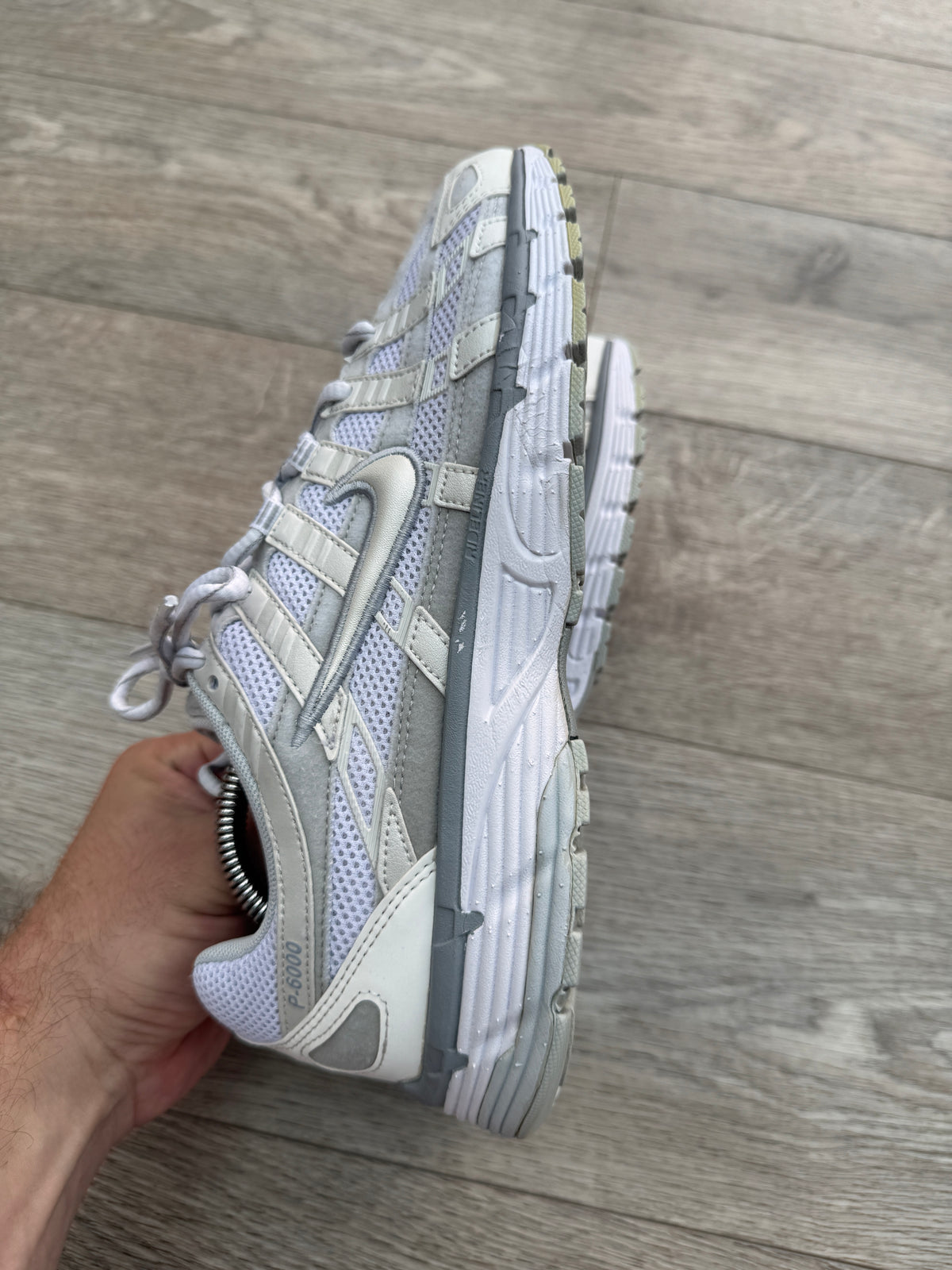 Nike P-6000 Trainers UK 7 Womens White Silver Grey Y2K
