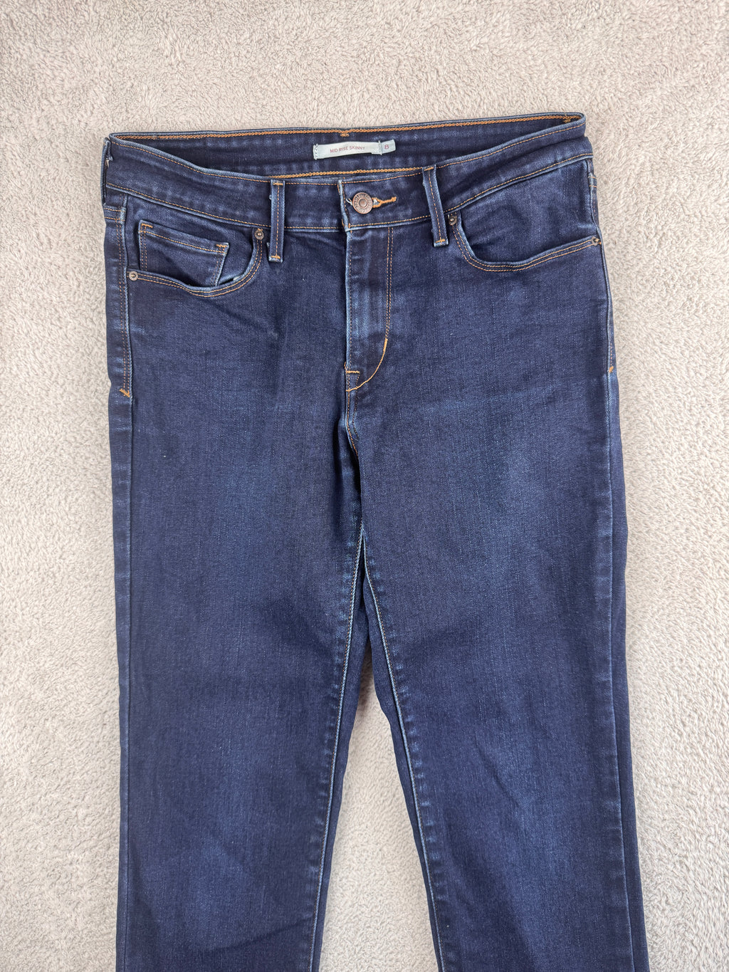 Levis Womens Jeans W29 L34 UK 8L Blue Mid Rise Skinny Stretch Denim