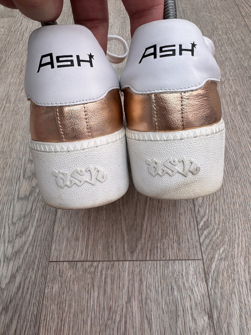 ASH Womens Rose Gold Leather Platform Trainers Chunky Sneakers UK 5