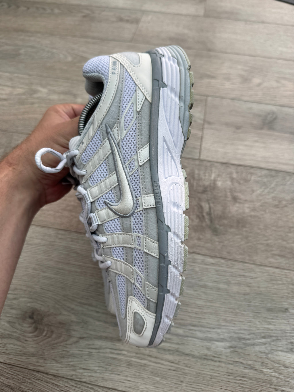 Nike P-6000 Trainers UK 7 Womens White Silver Grey Y2K