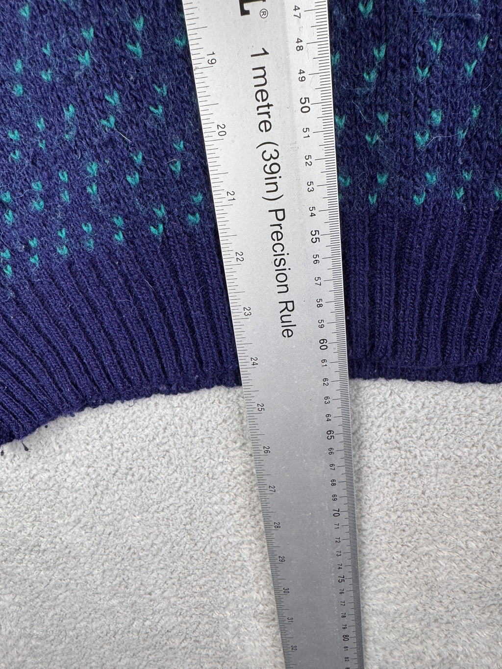 Vintage Norcewool Mens Medium Navy Blue Green Fleck Knit Jumper