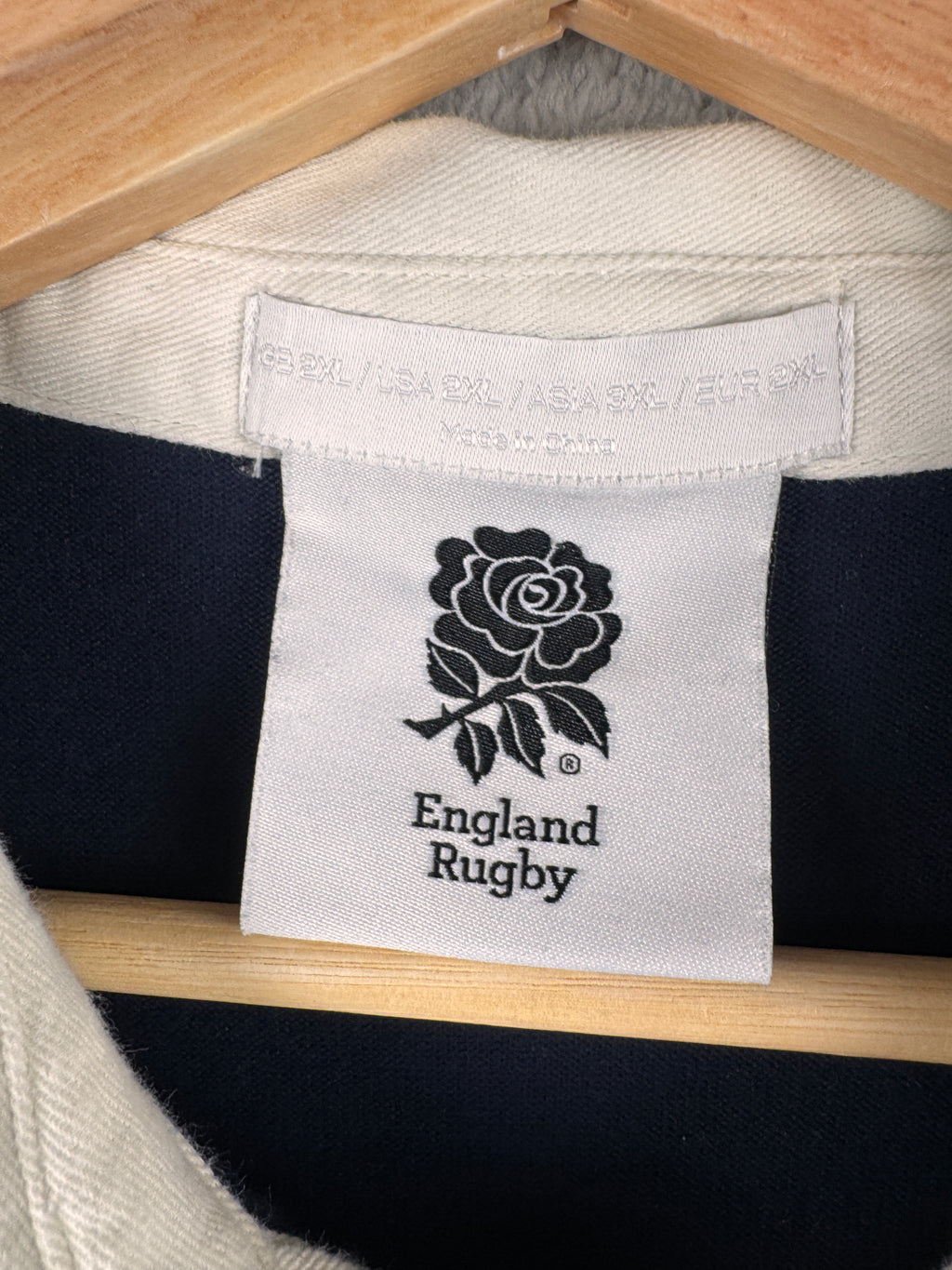England Rugby RFU Mens 2XL Navy Long Sleeve Rugby Shirt 1871 Rose Retro